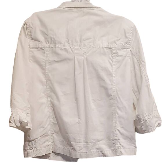 Eddie Bauer Women's White Blazer / Jacket Pleated Sleeves Button Down Size Small - Picture 2 of 8